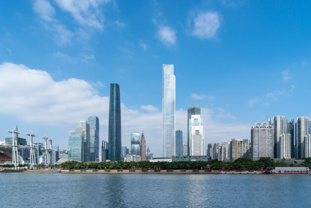 市中心广州城市风光与现代建筑景观建筑景观高层