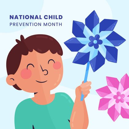 国家手绘全国防止虐待儿童月插图虐待儿童意识插图