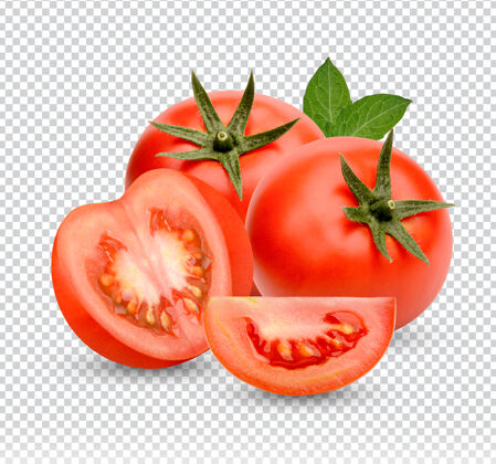 蔬菜新鲜的西红柿和隔离的叶子有机味道配料