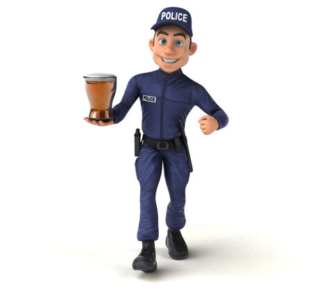 饮料卡通警察的有趣插图警卫警官犯罪