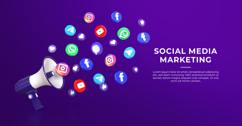 社交媒体3d社交媒体营销横幅模板促销Instagram抽象