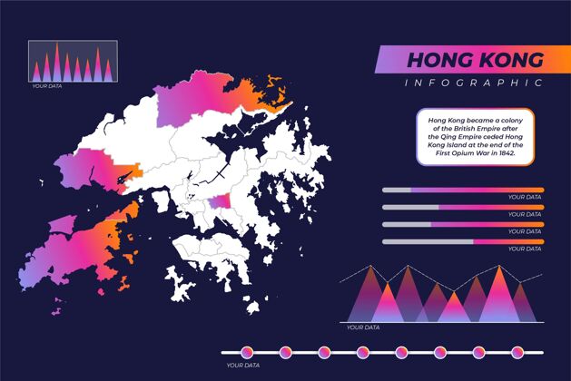 图表梯度香港地图资讯图地图信息图过程模板