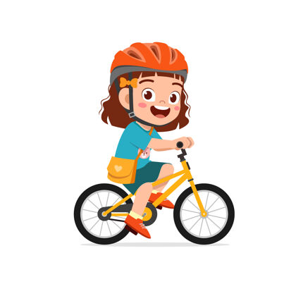 自行车手快乐可爱的小女孩男孩骑自行车游戏孩子自行车手