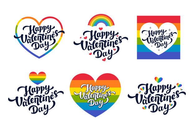 有趣Lgbt情人节贺卡-为同性恋社区提供一套情人节贺卡或贴纸背景画嬉皮士