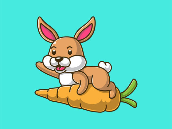 飞行卡通兔子和胡萝卜一起飞胡萝卜幼稚兔子