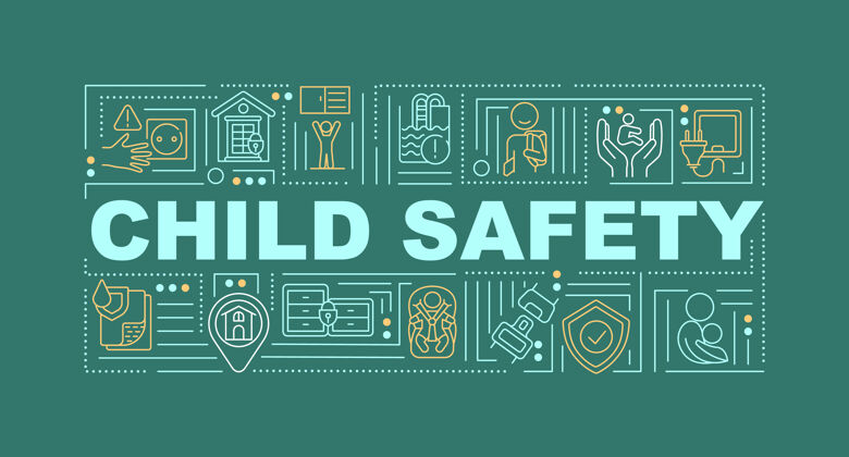 伤害儿童保育 安全字概念横幅插图孩子房子安全