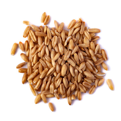 很多一堆孤立在白色地面上的燕麦种子背景.top查看健康细节小麦
