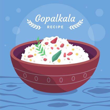 手绘手绘gopalkala插图米饭活动KrishnaJanmashtami