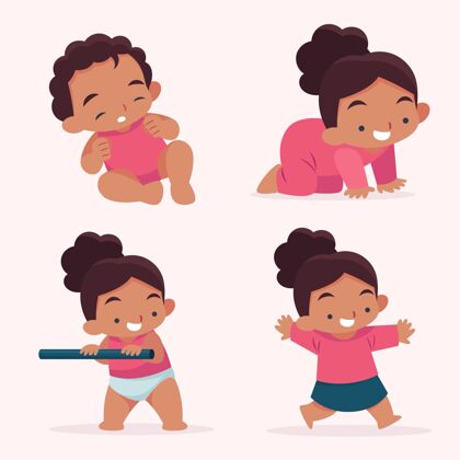 平面设计平面设计阶段的女婴插画步骤孩子包