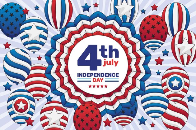 7月4日七月四日-独立日气球背景独立日爱国平面背景
