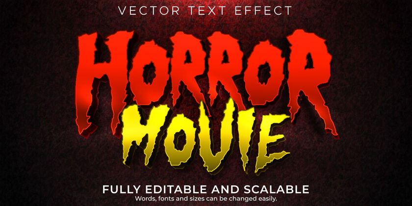恶魔恐怖电影可编辑文字效果死亡和可怕的文字风格夜晚效果排版