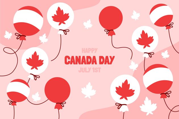 气球背景手绘加拿大日气球背景7月1日壁纸国家