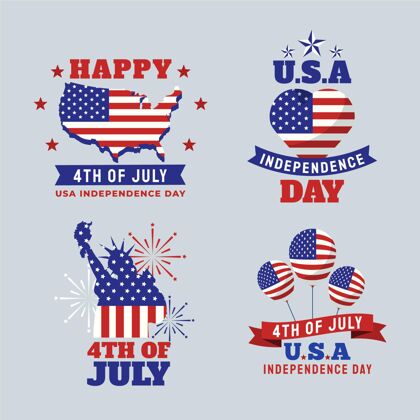 庆典七月四日公寓-独立日标签系列美国独立宣言7月4日徽章