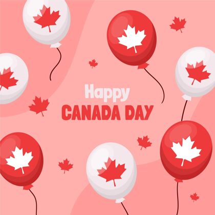 手绘手绘加拿大日气球背景加拿大7月1日活动