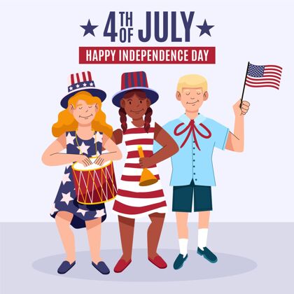 独立日手绘七月四日独立日插画纪念庆祝独立宣言