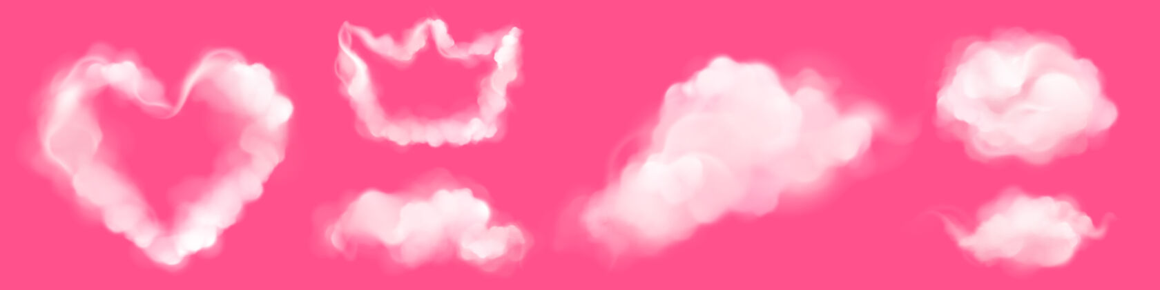 梦粉红色的心形和皇冠形状的真实云天气大气烟