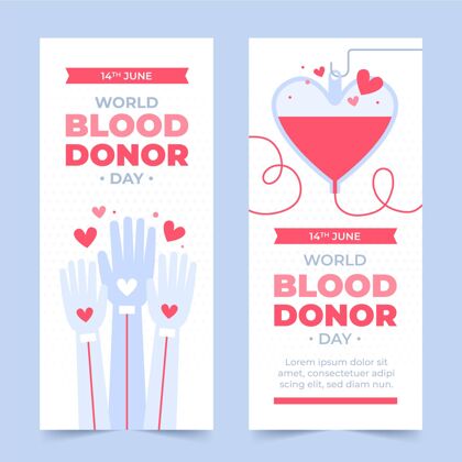 全球世界献血者日横幅设置献血平面设计横幅