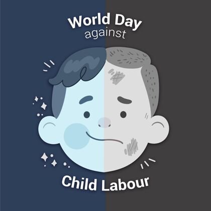 6月12日手绘世界反对童工日插图全球行动主义活动