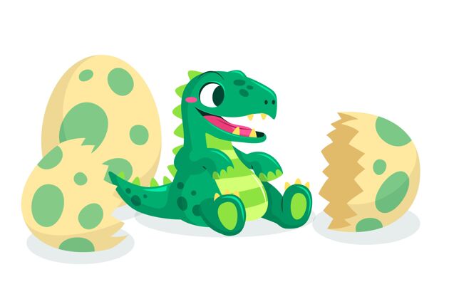幼稚卡通可爱的恐龙宝宝插图古生物学卡通侏罗纪