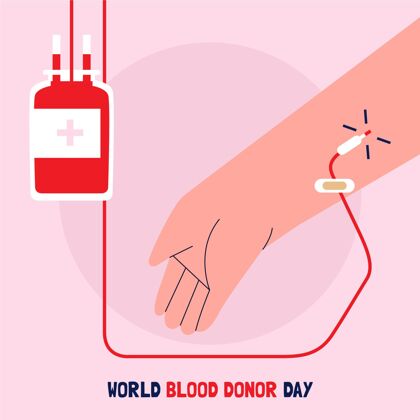世界手绘世界献血者日插画活动献血全球