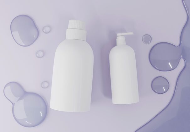 平面化妆品容器和气泡顶视图化妆品产品项目美容