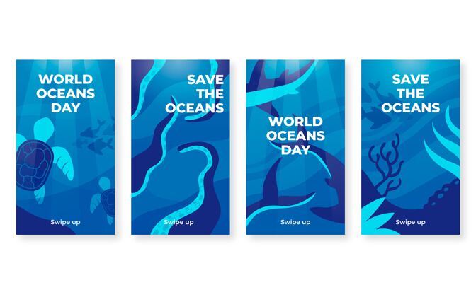 Instagram模板平面世界海洋日instagram故事集包装活动平面设计