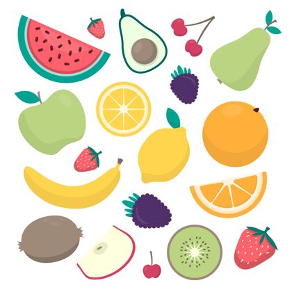 扁平设计平面设计水果系列健康食品水果收藏