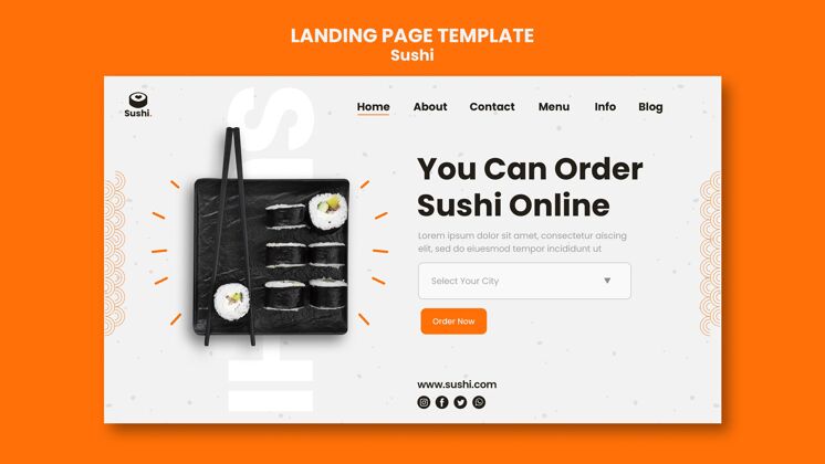 餐寿司餐厅登录页模板美味海鲜登录页
