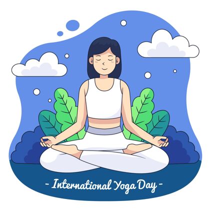 放松手绘国际瑜伽日插图冥想反思专注