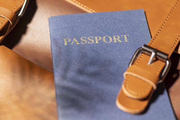 护照带护照的特写背包行李旅行行李