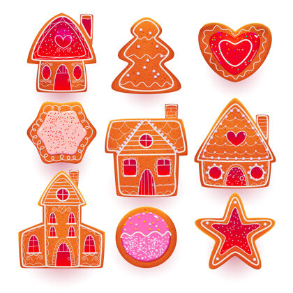 姜圣诞姜饼饼干形状各异装饰品自制现实