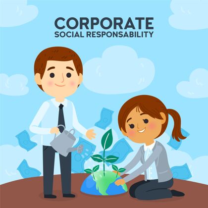 企业社会责任手绘csr概念图社会企业环境
