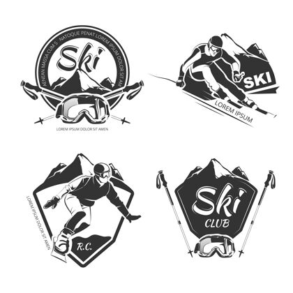 邮票滑雪板和滑雪标志 标签 徽章 标志滑雪标志 滑雪板标签 俱乐部滑雪板和滑雪滑雪板极限速度