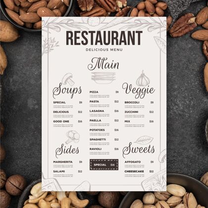 餐厅菜单餐厅菜单手绘模板菜单模板膳食印刷品