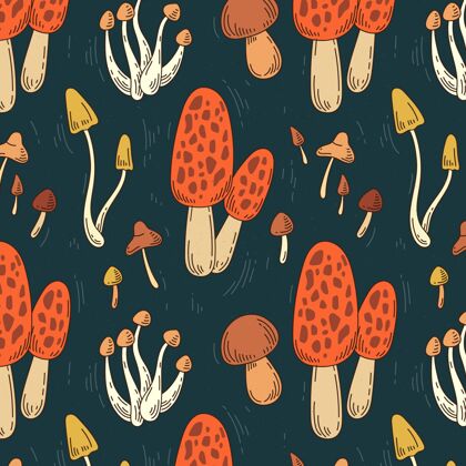 蘑菇收藏手绘蘑菇图案背景手绘蘑菇背景