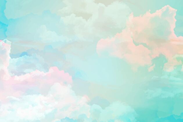 手绘手绘水彩粉彩天空背景粉彩天空粉彩天空背景