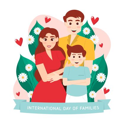 国际详细的国际家庭日插画细节父亲活动