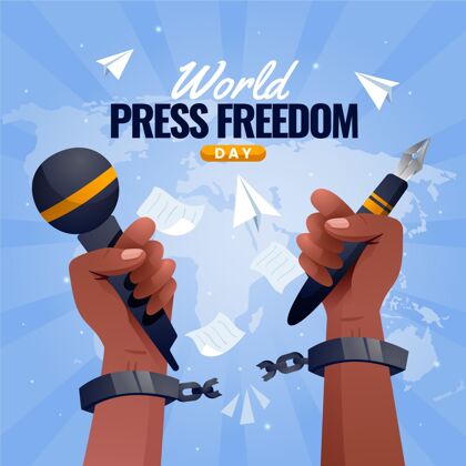 新闻自由梯度世界新闻自由日插画媒体记者自由
