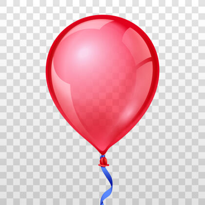 气球透明背景上的真实红色气球聚会美丽闪亮