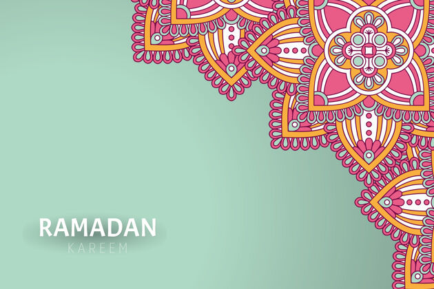 背景Ramadamkareem背景和曼荼罗装饰花卉古董斋月