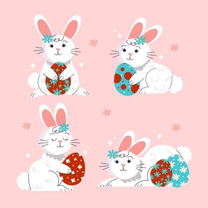 庆祝手绘复活节兔子系列帕斯卡传统复活节兔子