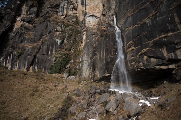 景观印度瓦希什特的约吉尼瀑布特写镜头自然旅游美丽