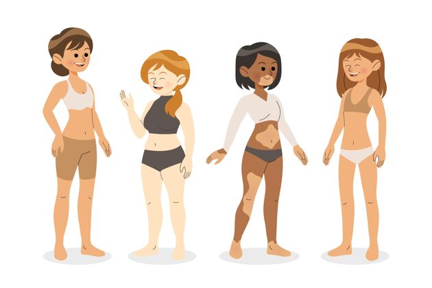 女性平面手绘女性体型分类女性身体类型套装