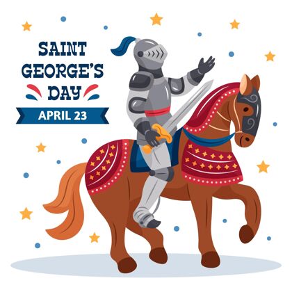 庆典手绘圣乔治节插图与骑士传统手绘骑士