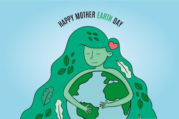 手绘手绘地球母亲节插图自然生态系统地球日