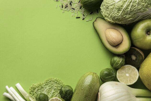 新鲜绿色蔬菜顶视图与复制空间芹菜顶视图蔬菜