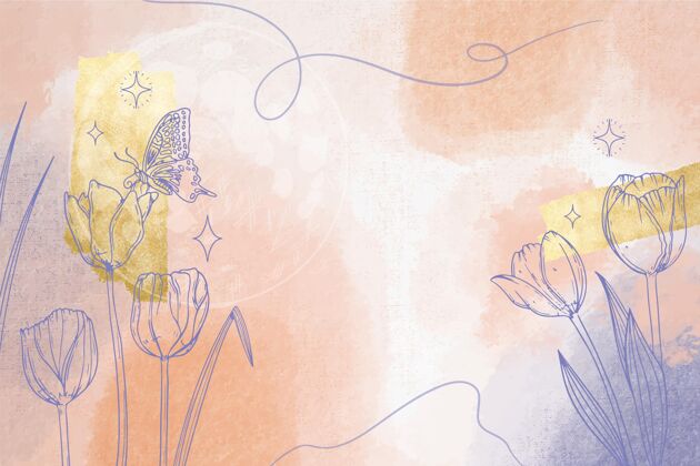 壁纸水彩背景与手绘元素花卉元素水彩