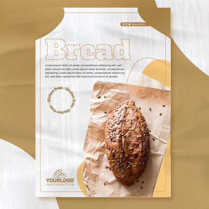 打印模板新鲜面包传单模板面包食品烹饪