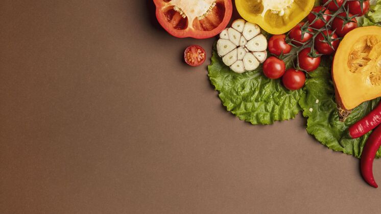 蔬菜有复印空间的有机蔬菜平面图美食食品烹饪