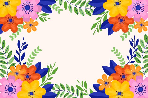 春季时间平面设计春季壁纸五颜六色花卉春季背景